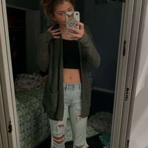 Green Hollister cardigan